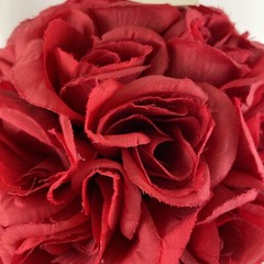 Red Rose Silk Flower Pomander 7″ Kissing Ball Wedding Pew, Home Decoration