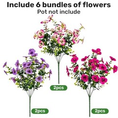 17 Inch Artificial Faux Pansy Flowers for Outdoor,Fake Pansies Flowers with