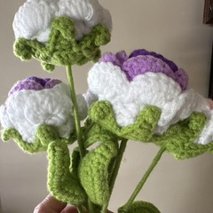 Crochet Flowers – Lot Of 6 Flowers Long Stemmed- Hobby Lobby New