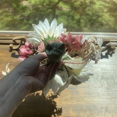 Bridal Wedding Bouquet Hand made Budget Friendly Faux Flowers White Pink Green