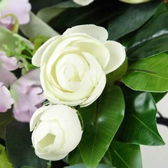 48-Inch Green Artificial Eucalyptus Willow Leaves Ranunculus Flowers Garland