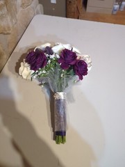 Cascading Bridal Bouquet, 5 Round Bridesmaids Bouquets, 1 Toss Bouquet