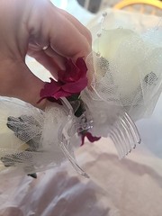 Quinceañera/Wedding Hair Clip Accessory Burgundy/Cream With Pearls And Netting