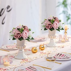 Pink Flores Artificiales para Decoracion Silk 2 Pieces Dusty Pink & White