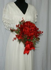 Grand Red Faux Chrysanthemum and Berry Bride or Bridesmaid Wedding Bouquet