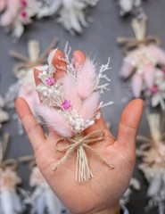 Mini Dried Flower Bouquet Set of 12, Small Bouquets, Bohemian Wedding Pink