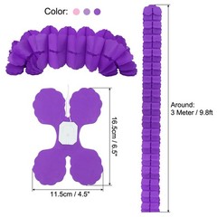 6Pcs 9.8ft Four-Leaf Paper Flower Garland Hanging Streamers Purple Theme 3 Color