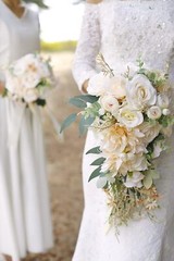 Cascading Bouquets for Bride Beige Rose Artificial Bridal Bouquet for Boho Ru…