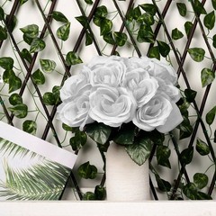 SILVER 12″ tall Velvet Roses ARTIFICIAL FLOWERS Bouquet Wedding Home Decorations