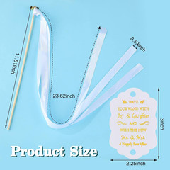 100 Pcs Wedding Wands Streamers with Bells Set, 50 White Wedding Send off Ribbon