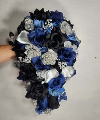 Navy Blue Black Silver Theme Wedding Bouquet Accessories