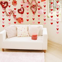 10 Pack Valentines Red Pink Heart Hanging Garland Banners Paper Heart Red＆pink