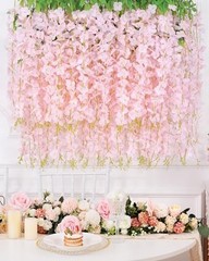 12 Pack Hanging Wisteria Flowers, 3.6 Feet Artificial 12 Pcs Light Pink