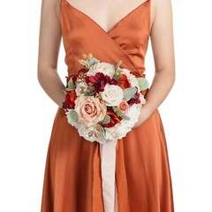 Ling’s Moment Terracotta Bridal Bouquet for Bride, Burnt Orange Wedding Bouqu…