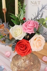 Artificial Flowers Real Looking Artificial Roses with Stems 25pcs Series Red