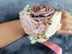 Handmade Wrist Corsages Dusty Rose Corsage with Ribbon Prom Flower Pack of 1
