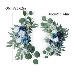 2 Pieces Wedding Arch Flowers Artificial Flower Swag Door Floral Garland