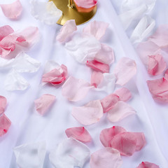 300 PCS Real Pink White Rose Flower Petals Confetti for Wedding Flower Girl to T