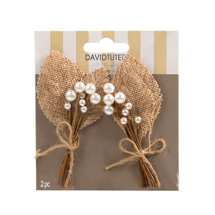 DAVID TUTERA NATURAL BURLAP BOUTONNIERES – 2 PIECES