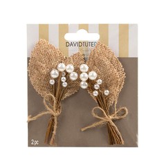 DAVID TUTERA NATURAL BURLAP BOUTONNIERES – 2 PIECES