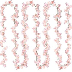 Sggvecsy Cherry Blossom Garland Artificial Flower Vines 2 2 Pack, Pink