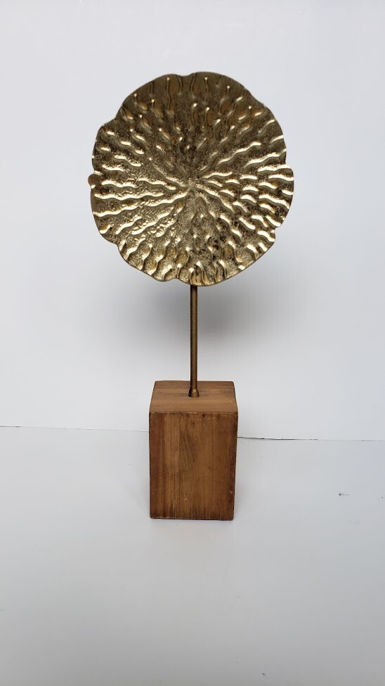 Hobby Lobby Metallic Round Leaf Plant with Wooden Base Wood Flower Artificial