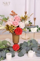 Artificial Flowers Real Looking Artificial Roses with Stems 25pcs Series Red