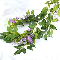 Wisteria Garland 5pack 33Ft Artificial Fake Wisteria Vine Hanging Purple