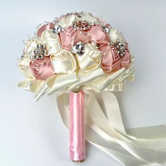 Rhinestone Pearl Bridal Brooch Rose Bouquet For Wedding