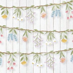 Cheerland Flower Banner Wildflower Garland Floral Green Pink Blue Yellow