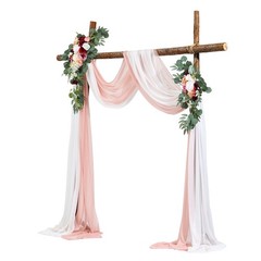 Artificial Wedding Arch Flowers Kit Pink With 2 Pcs Flowers 2 Pcs Drapes