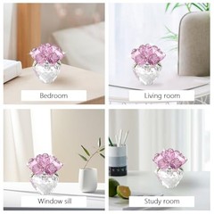 Crystal Flower Figurines- Glass Rose Home Decor – Flower Bouquet for Pink