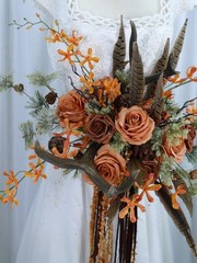 Antlers and Autumn Boho Faux Silk Wedding Bouquet