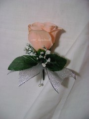 Peach*Wrist*Pin*corsage*Boutonniere*with silver ribbon*Prom*Wedding*Quinceanera
