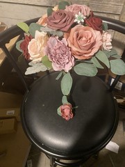 Dusty Pink and Burgundy Wedding Bouquet with matching boutonnière