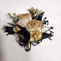 Gold Black Rose Calla Lily Sola Wood Bridal Wedding Bouquet Accessories