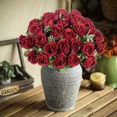 Artificial Flower Ten Head Silk White Rose Bundle Scrapbook Valentine Wedding Ou