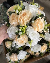 Pcs of 10 Fake Flower Ball Arrangement Bouquet,15 Heads Plastic Roses Peach