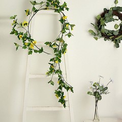 5 feet SILK Daisy FLOWERS Garland Magnolia Leaves Hanging Vine Party Events