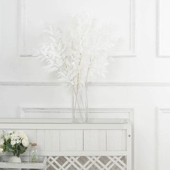 White 2 Bushes 42″ Silk Beech Leaves Artificial Plant Sprays Stems Party Events