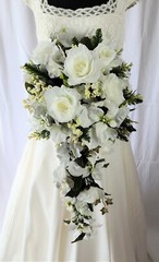 Winter Silver Cascade Silk Wedding Bouquet
