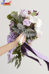 Purple Bridal Bouquet Cascading Lilac Wedding Bouquets for Bride Artificial Flow
