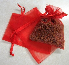 Set of 30 Lavender Sachets made with Red Organza Bags
