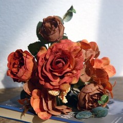 1x Artificial Silk Peony Flowers Bouquet Fake Leaf Wedding Party Home Decoration