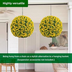 2-Pack Artificial Flower Ball Topiary,UV Resistant, Wedding Garden Decor, Yellow