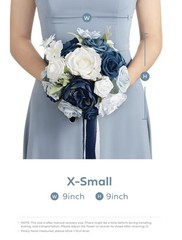 Ling’s Moment 9″ Wedding Navy Blue Bouquet for Bride, Bridesmaid’s Bouquet-A6