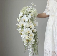 white Wedding Bridal, Bouquet, Rustic Wedding Flower, Orchid, Hydrangea