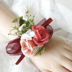 Wedding Bridesmaid Wrist Flowers Bracelet Brides Hand Fake for Wedding Supply