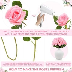 80 Pcs Rose Artificial Flowers Bulk with Long Stem, Silk Roses Realistic Pink