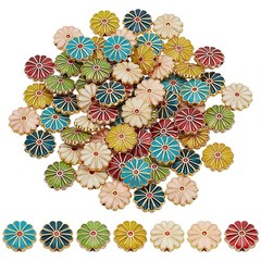 PH PandaHall 7 Colors Flower Enamel Beads 70pcs Daisy Spacer Beads 12mm Floral B